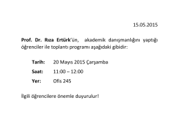 15.05.2015 Prof. Dr. Rıza Ertürk `ün, akademik danışmanlığını
