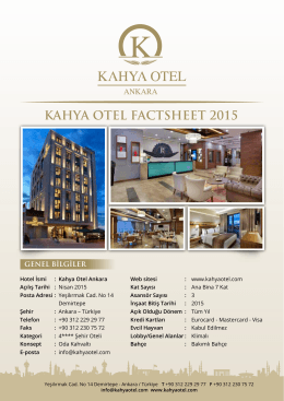 KAHYA OTEL FACTSHEET 2015