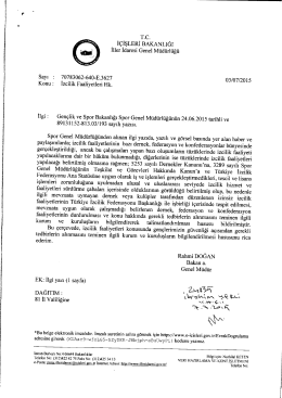 İ&ccedil;işleri Bakanlığının izcilik faaliyetleri hakkında yazısı.