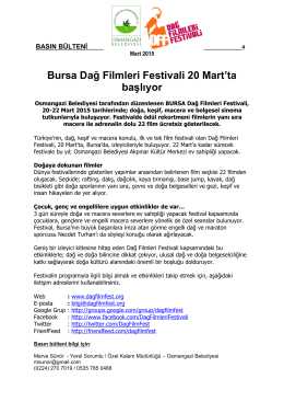Bursa Dağ Filmleri Festivali 20 Mart`ta başlıyor