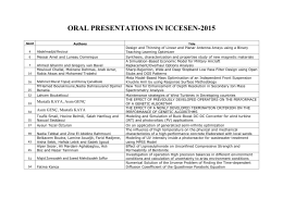 ORAL PRESENTATIONS IN ICCESEN-2015