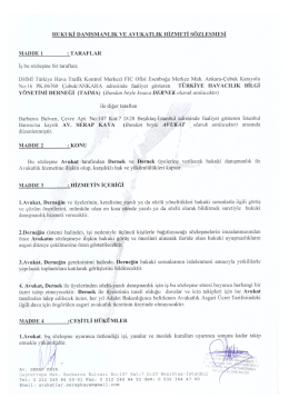 HUKUKİ DANısMANLıK vE AvUKATLıK HİZMETİ s&Ouml;zLEŞMEsİ