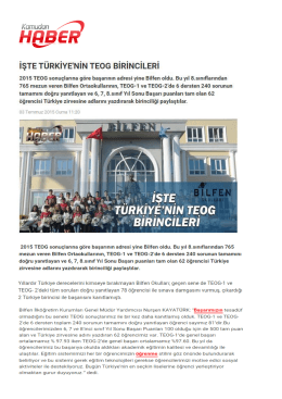 İŞTE T&Uuml;RKİYE`NİN TEOG BİRİNCİLERİ