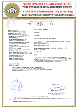 TURK sTANDARDLARIııİA UYGUNLUK BELGESİ