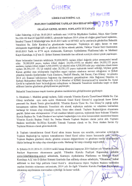 2014 Yılı Olağan Genel Kurul Tutanağı