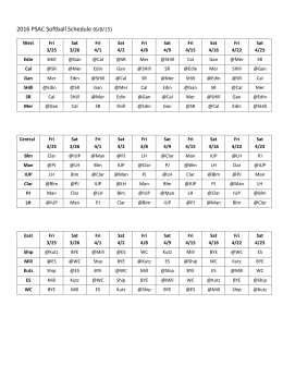 2016 PSAC Softball Schedule (6/8/15)