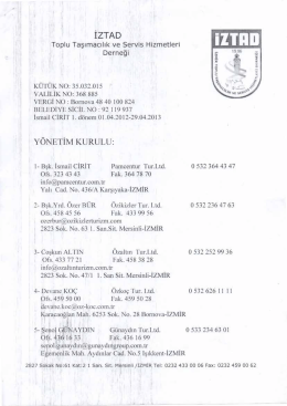 Denek T&uuml;z&uuml;ğ&uuml; - İzmir Toplu Taşımacılık ve Servis Hizmetleri Derneği