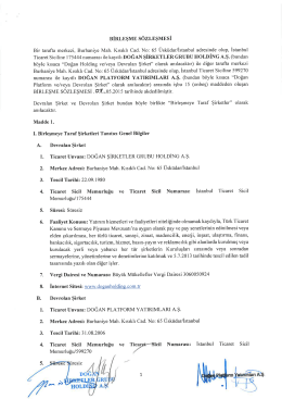 1- Birleşme S&ouml;zleşmesi