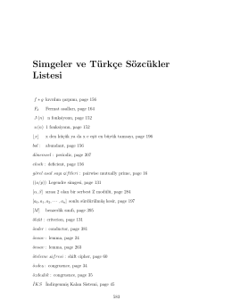 Simgeler ve Türkçe Sözcükler Listesi