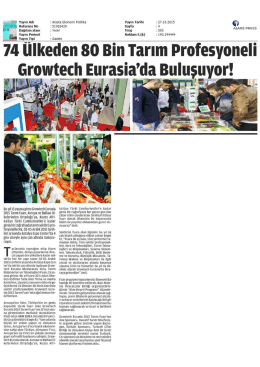 74 ülkeden 80 bin tarım profesyoneli growtech eurasıa`da buluşuyor