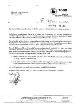 Rusya`dan Geri Gelen Eşya Hakkındaki Yazımız, 24 Aralık 2015