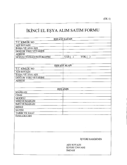 İKİNCİ EL EŞYA ALIM sATİM FORMU