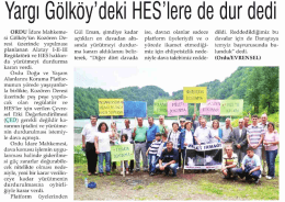 Yargı Gölköy`deki Hes`lere De Dur Dedi