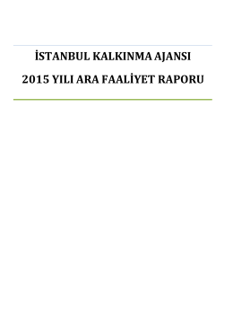 istanbul kalkınma ajansı 2015 yılı ara faaliyet raporu