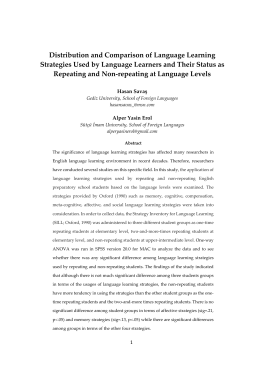 Distribution and Comparison of Language Learning Strategies Used