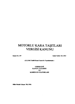 MOTORLU KARA TAŞITLARI vERGİSİ KANUNU