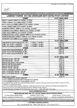 12 Varıo Laminat Parke Yan &Uuml;r&uuml;nleri Toptan Satış Fiyat Listeleri 2015