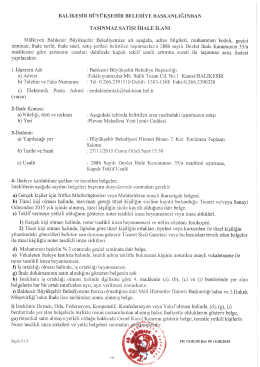 Taşınmaz Satışı İhale İlanı
