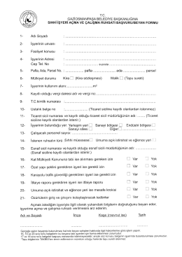 Sıhhi Müessese Açma Ruhsatı Başvuru Beyan Formu