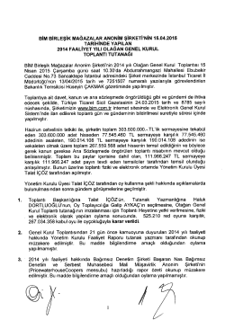2014 olağan genel kurul toplantı tutanağı ve ekleri