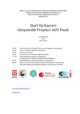Start Up Kayseri Girişimcilik Projeleri AGÜ Finali