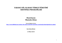 Yabancı Dil Olarak Türkçe Öğretimi Sertifika Programları