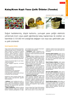 Kalay/Krom Kaplı Yassı Çelik Ürünler (Teneke)
