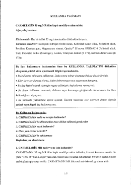 KULLANMA TALİMATI CARMETADİN 35 mg MR film kaplı modifiye