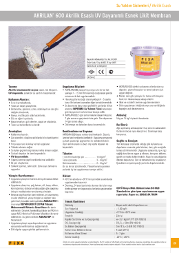 Tanımı: Akrilik (elastomerik) reçine esaslı, tek bileşenli,