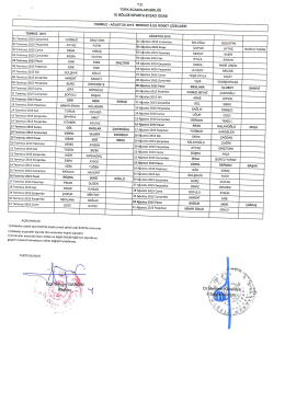 TEMMUZ - AGUSTOS 2015 MERKEZ iLçE NÖBET ÇİZELGESİ T.C.