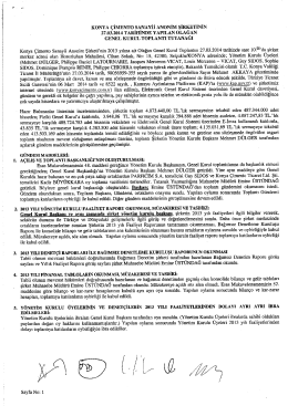 2013 Yılı Olağan Genel Kurulu Toplantı Tutanağı