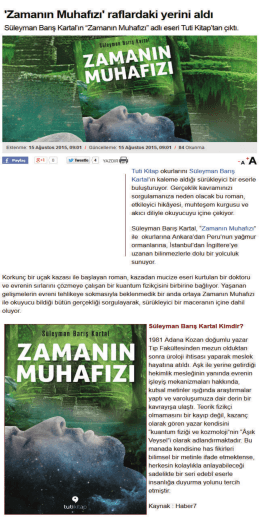 `Zamanın Muhafızı` raﬂardaki yerini aldı