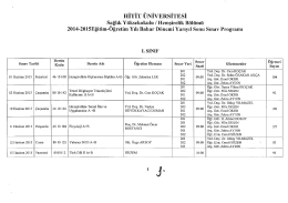 2014-2015 Eğitim Öğretim Bahar Yarıyılı Yıl Sonu Sınav Programı