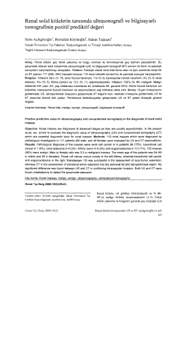 Renal solid kitlelerin tanisinda ultrasonograﬁ ve bilgisayarli