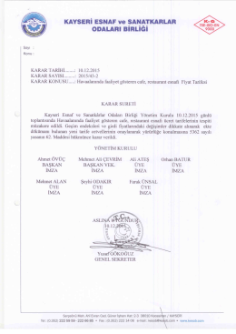 Havaalanında Faaliyet Gösteren Cafe, Restaurant Esnafı Fiyat Tarifesi