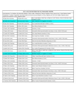 2015-2016 Eğitim &Ouml;ğretim Yılı Akademik Takvimi
