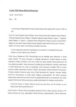 Corlu TSO Basın B&uuml;lteni/Roportai
