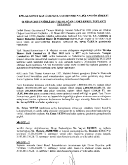 2014 Yılı Genel Kurul Toplantı Tutanagı