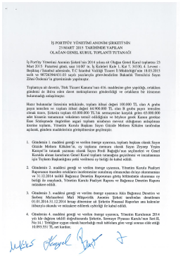 23 Mart 2015 Olağan Genel Kurul Toplantı Tutanağı