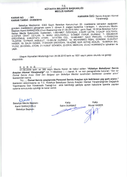 T.c. K&Uuml;TAHYA BELEDİYE BAŞKANLIĞI MEcLıs KARARI