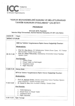 Ek: ProgramHukuk Muhakemeleri Kanunu ve Milletlerarası Tahkim