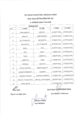 TED HATAY KOLEJİ &Ouml;ZEL ANADOLU LİSESİ 2015