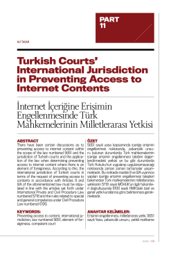 İnternet İçeriğine Erişimin Engellenmesinde Türk Mahkemelerinin