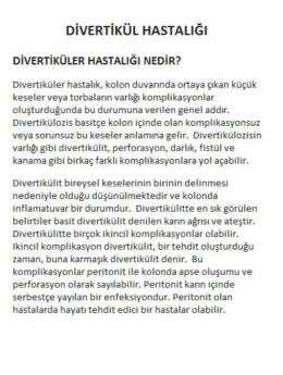 Divertik&uuml;ler Hastalık