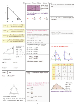 Trigonometri Çalışma Kağıdı + Çıkmış Sorular