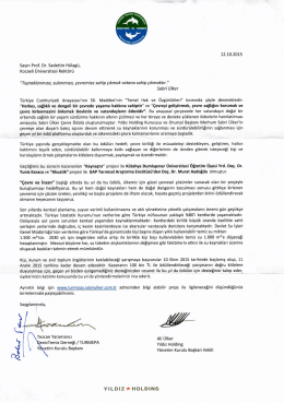 12.10.2015 Sayın Prof. Dr. Sadettin H&uuml;lag&uuml;,