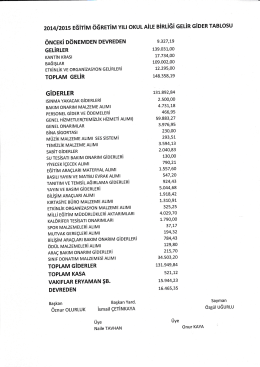 2014-2015 okul aile birliği gelir gider tablosu