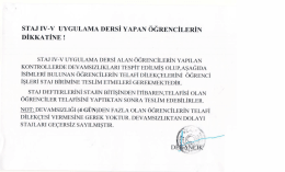 staj ıv-v uygulama dersi yapan &ouml;ğrencilerin dikkatine 29.12.2015 11