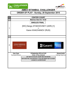 AMEX ISTANBUL CHALLENGER ORDER OF PLAY