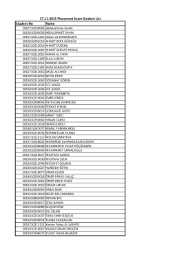 Student No Name 27.11.2015 Placement Exam Student List